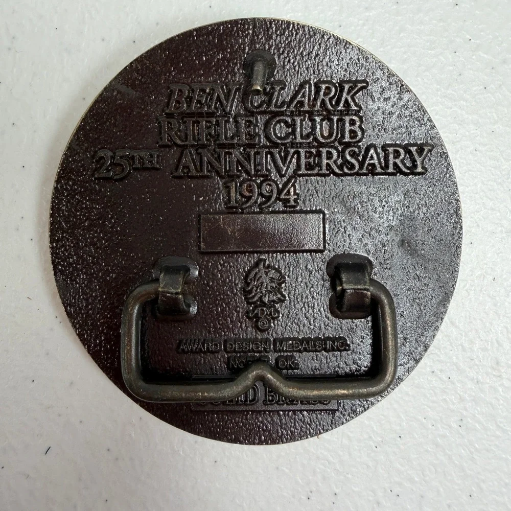 Ben Clark Memorial Rifle Club El Reno Solid Brass Vintage 1994 Belt Buckle